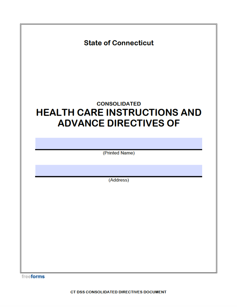 Free Connecticut Advance Directive Form Medical Poa Living Will Pdf