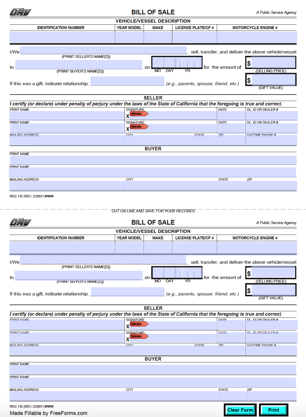 free-fillable-california-vehicle-bill-of-sale-form-pdf-templates-images