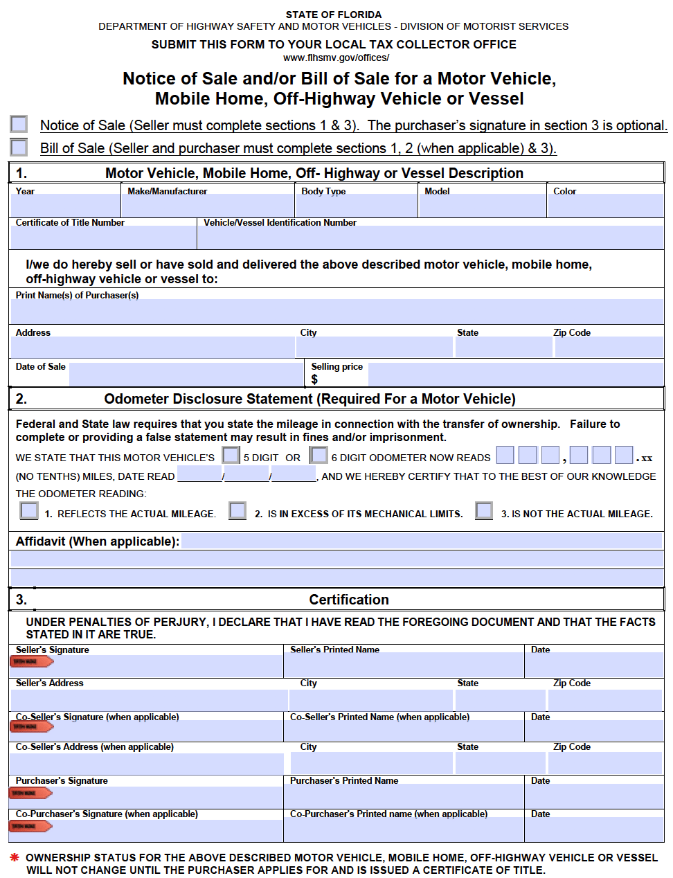 Does A Florida Vehicle Bill Of Sale Need To Be Notarized Printable Form Templates And Letter