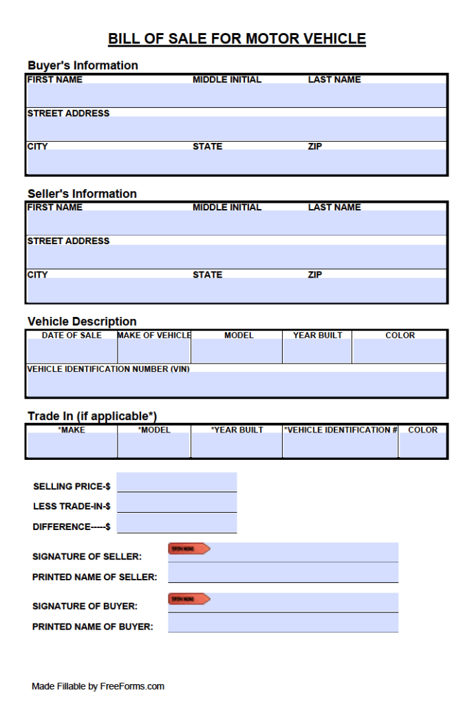Free Tennessee Bill of Sale Forms | PDF