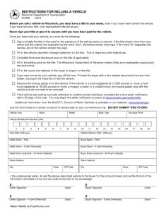 thumbnail of Wisconsin Motor Vehicle Bill of Sale Form