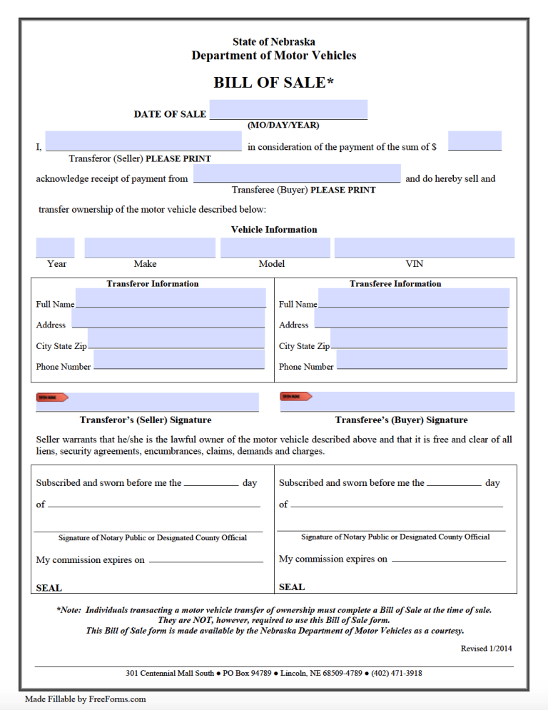 free-nebraska-motor-vehicle-dmv-bill-of-sale-form-pdf