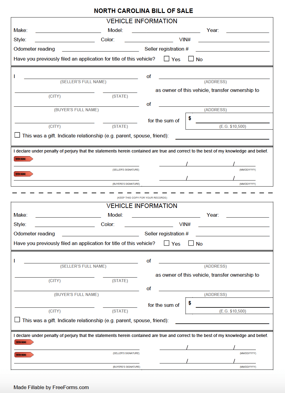 Bill Of Sale Form from freeforms.com