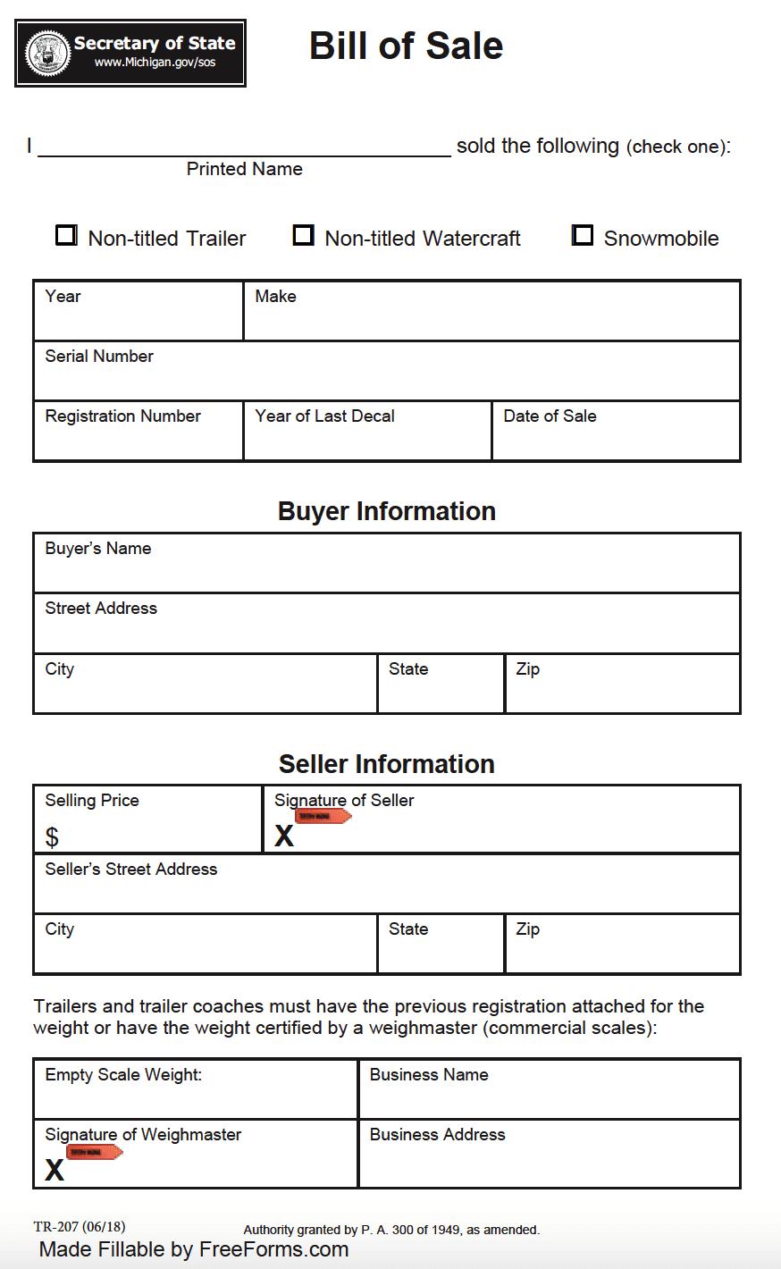 bill of sale template for boat and trailer