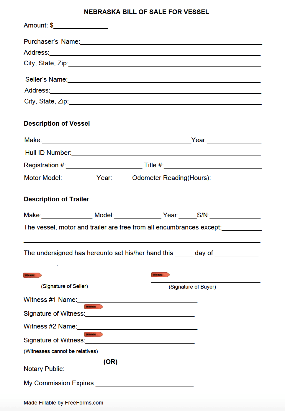 Printable Nebraska Bill Of Sale Printable World Holiday