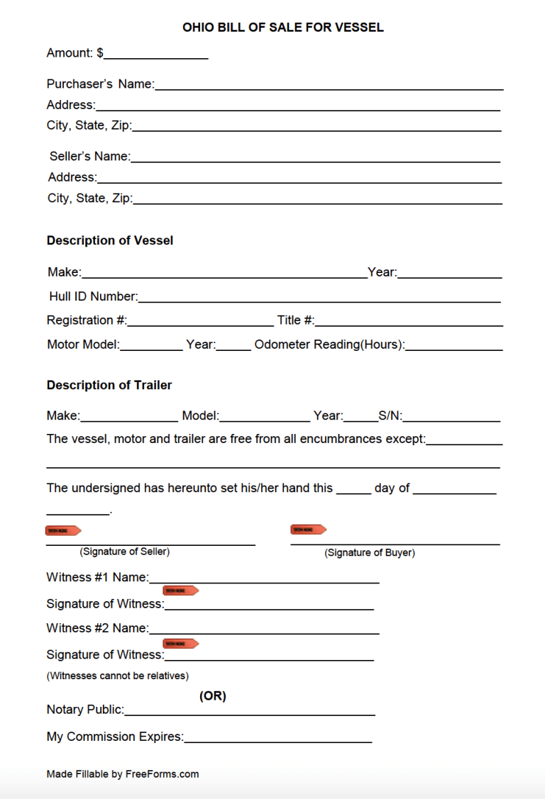 Free Ohio Bill of Sale Forms | PDF