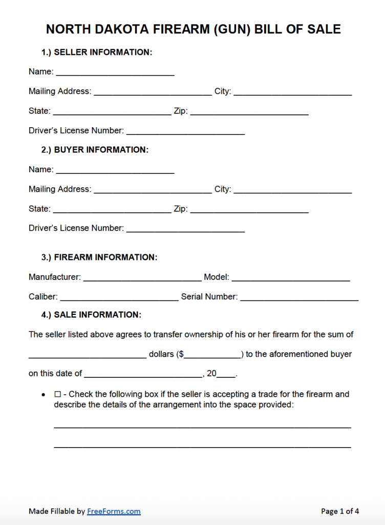 free-north-dakota-firearm-gun-bill-of-sale-form-pdf-word