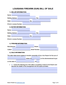 Free Louisiana Firearm (Gun) Bill of Sale Form | PDF | WORD