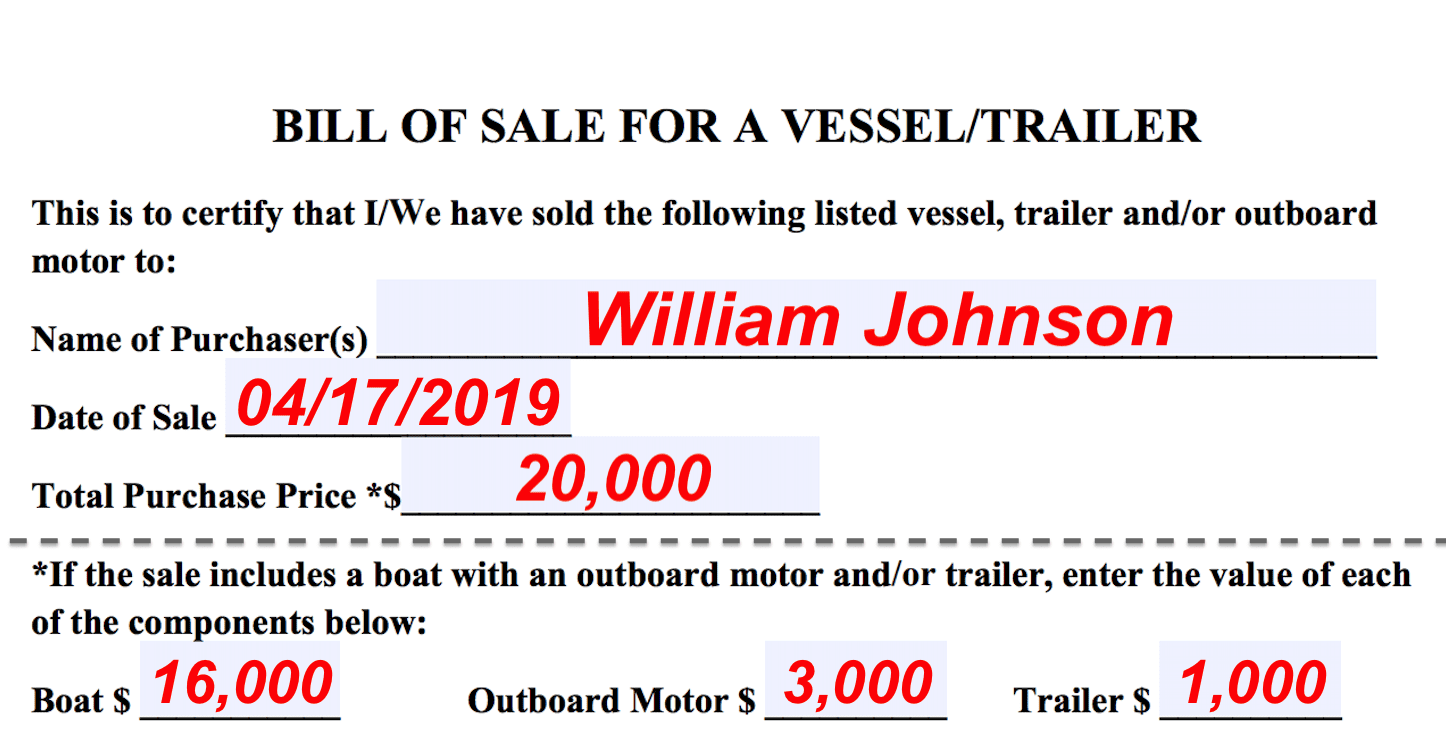 bill of sale yacht