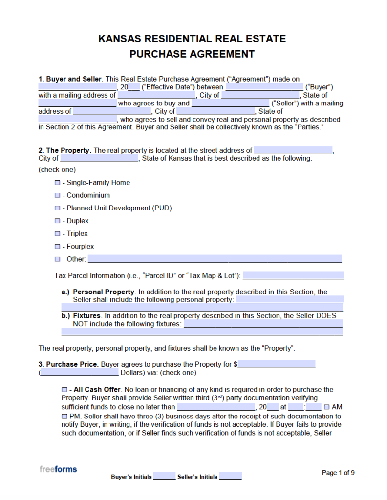 free-kansas-real-estate-purchase-agreement-template-pdf-word