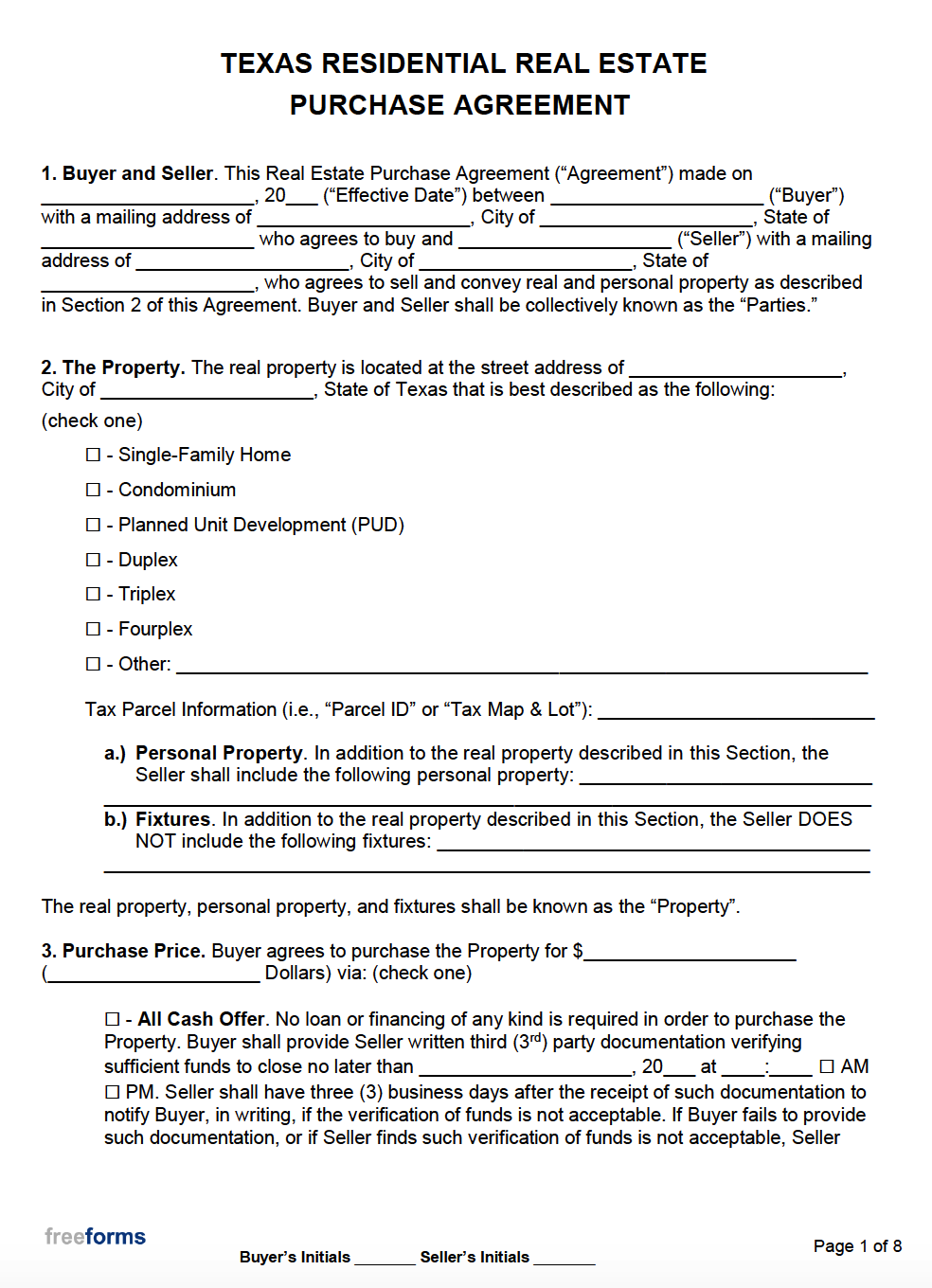 Texas Residential Real Estate Purchase Agreement 