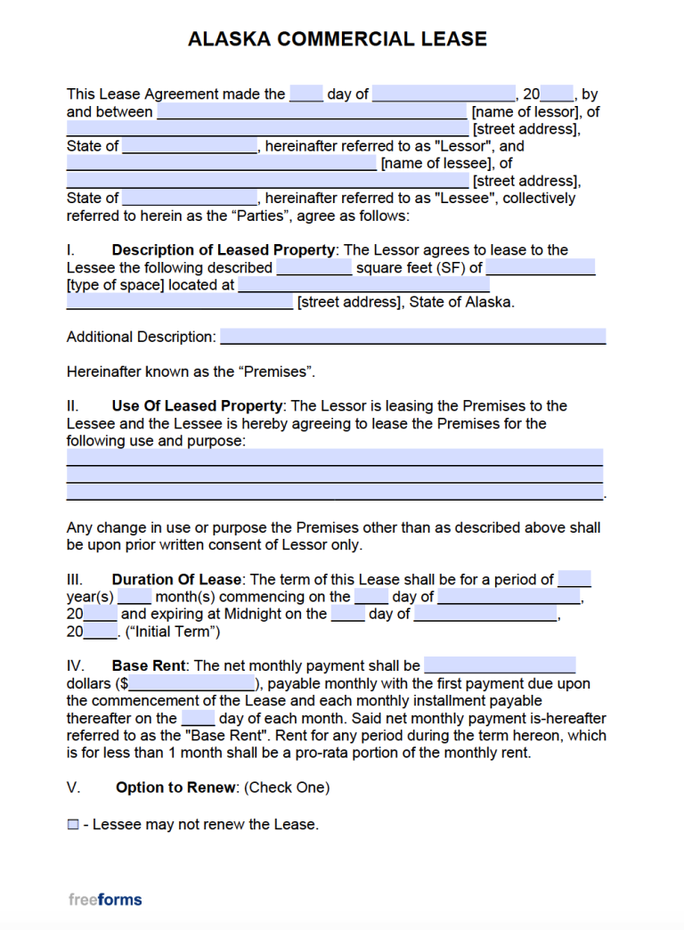 Free Alaska Rental Lease Agreement Templates | PDF | WORD