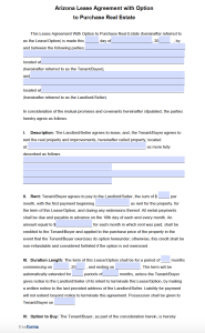 lease agreement arizona own rental templates tenant opportunity provides document purchase known option also