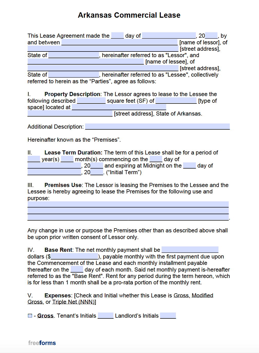 Free Arkansas Rental Lease Agreement Templates PDF WORD