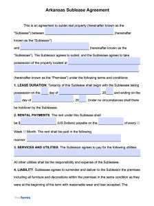 free arkansas rental lease agreement templates pdf word