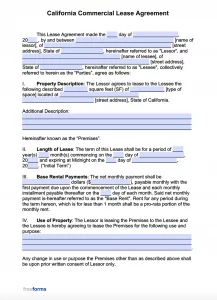 free california rental lease agreement templates pdf word