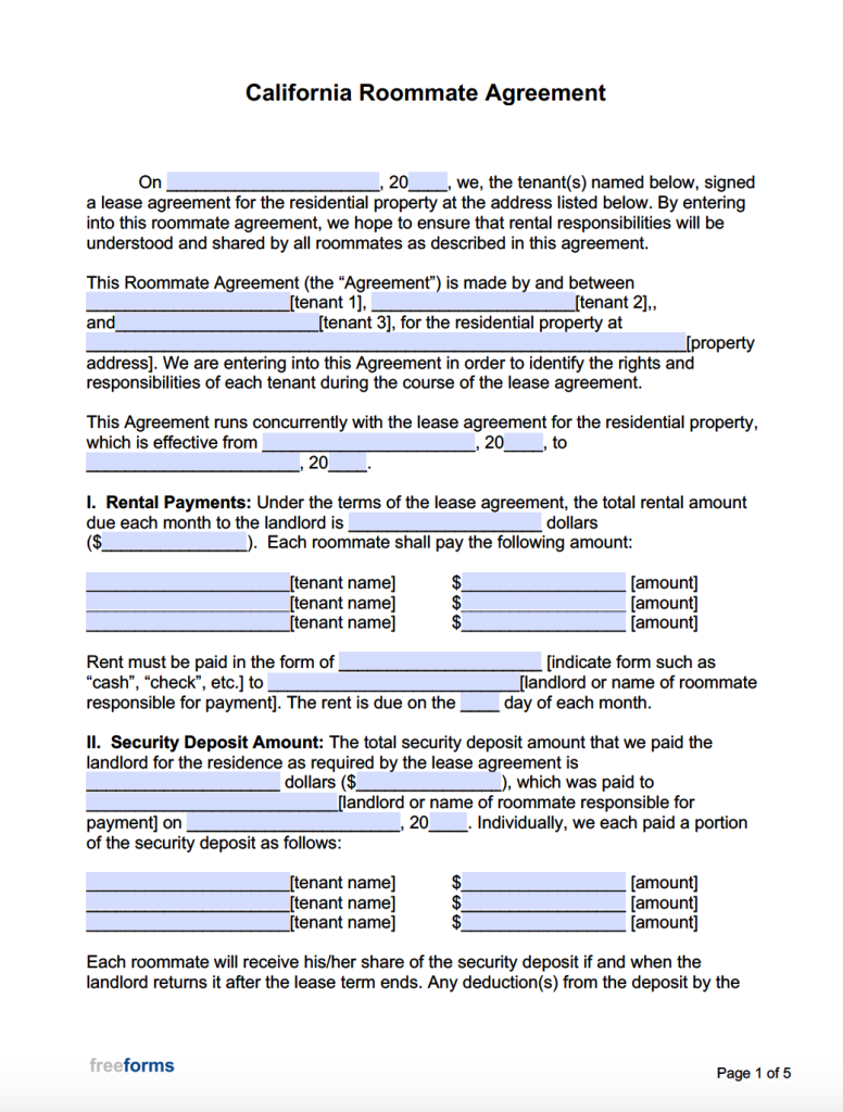 California Residential Rental Agreement Template