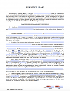 Free Colorado Rental Lease Agreement Templates | PDF