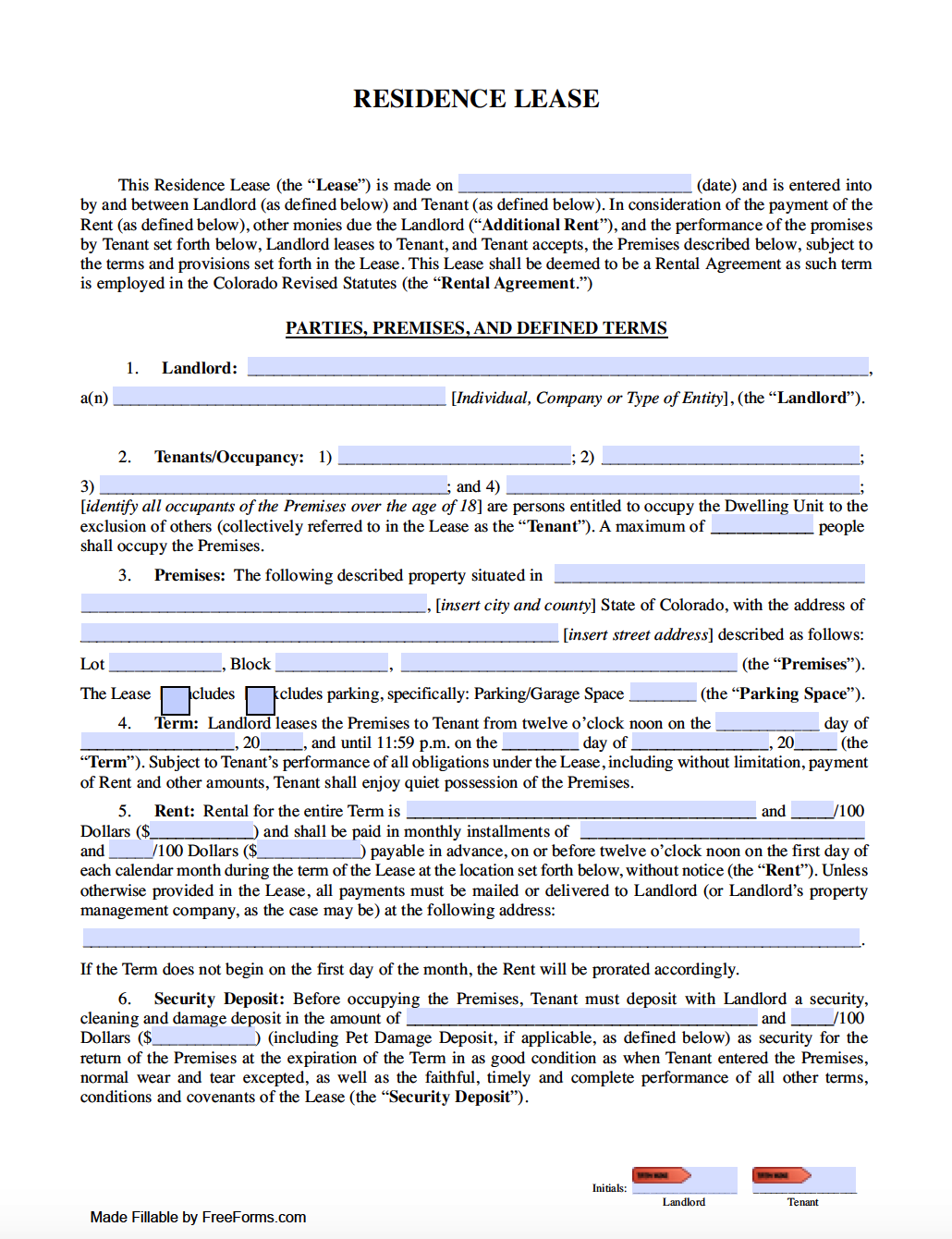 Free Colorado Lease Agreement Template