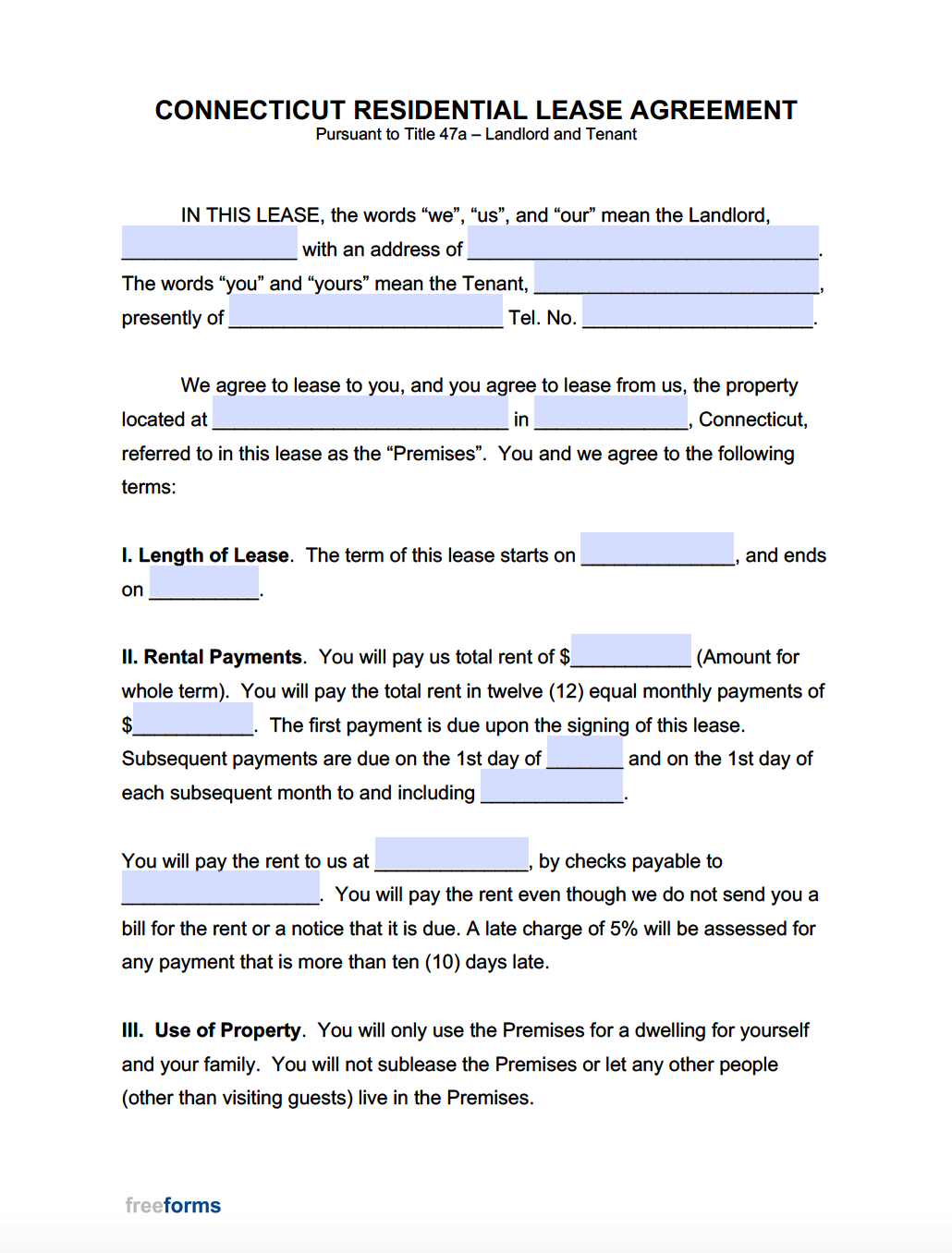 Rental Lease Agreement Ct Template Printable Form Templates And Letter