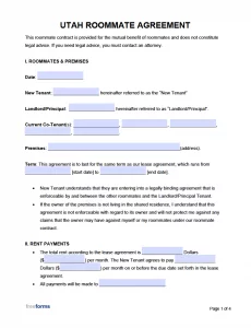 free utah rental lease agreement templates pdf