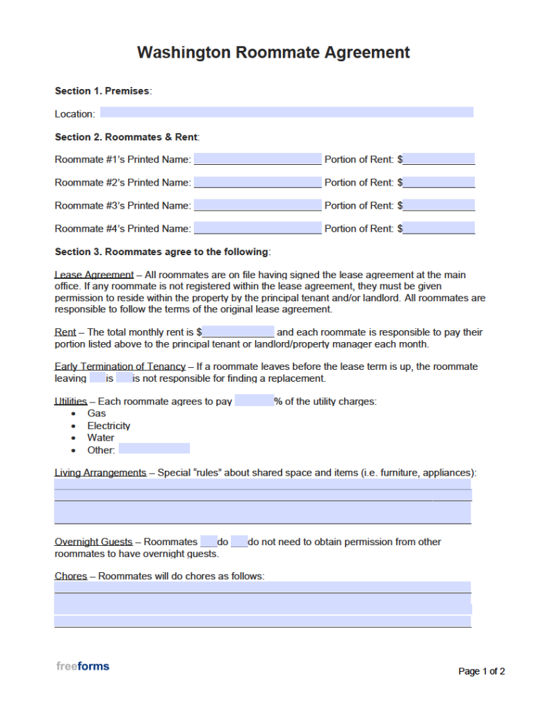 Free Washington Rental Lease Agreement Templates | PDF | WORD