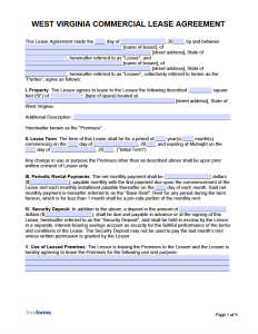 Free West Virginia Commercial Lease Agreement Form | PDF | WORD