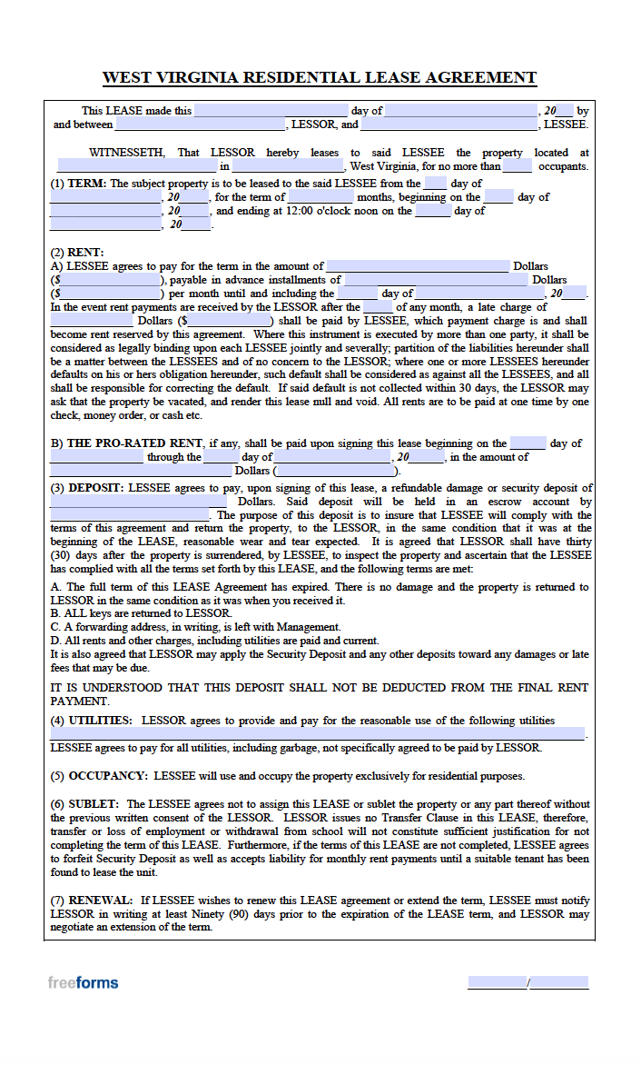 free-west-virginia-rental-lease-agreement-templates-pdf