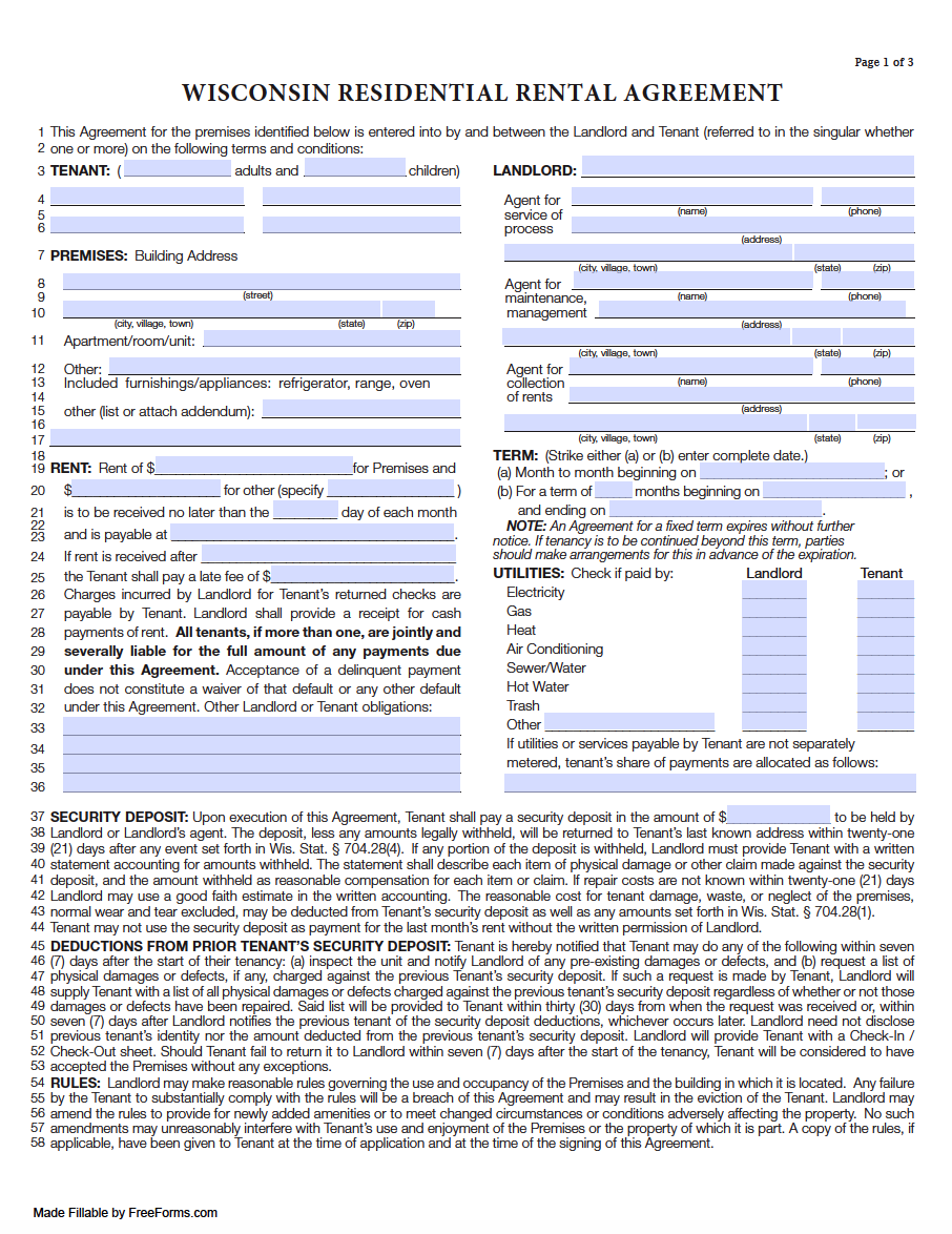 Commercial Lease Agreement Wisconsin Printable Form Templates And Letter