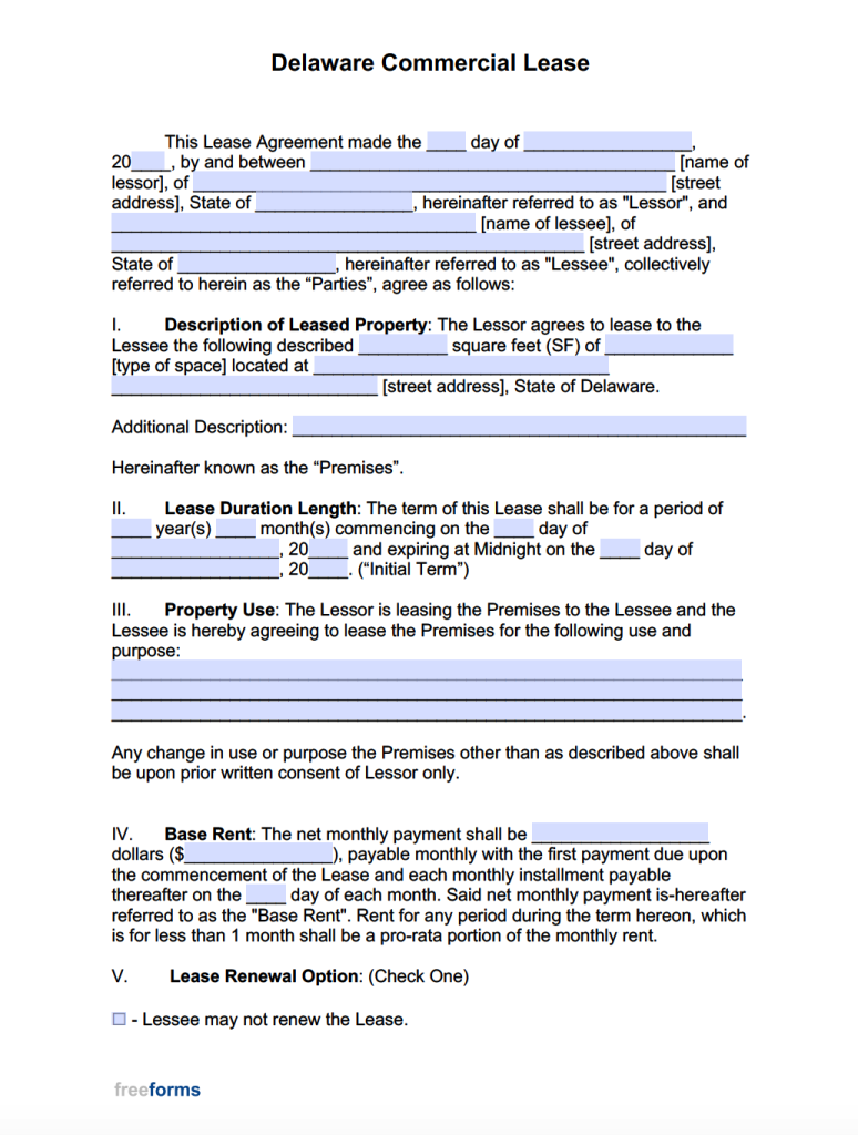Free Delaware Rental Lease Agreement Templates | PDF | WORD