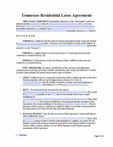 Free Tennessee Rental Lease Agreement Templates | PDF | WORD