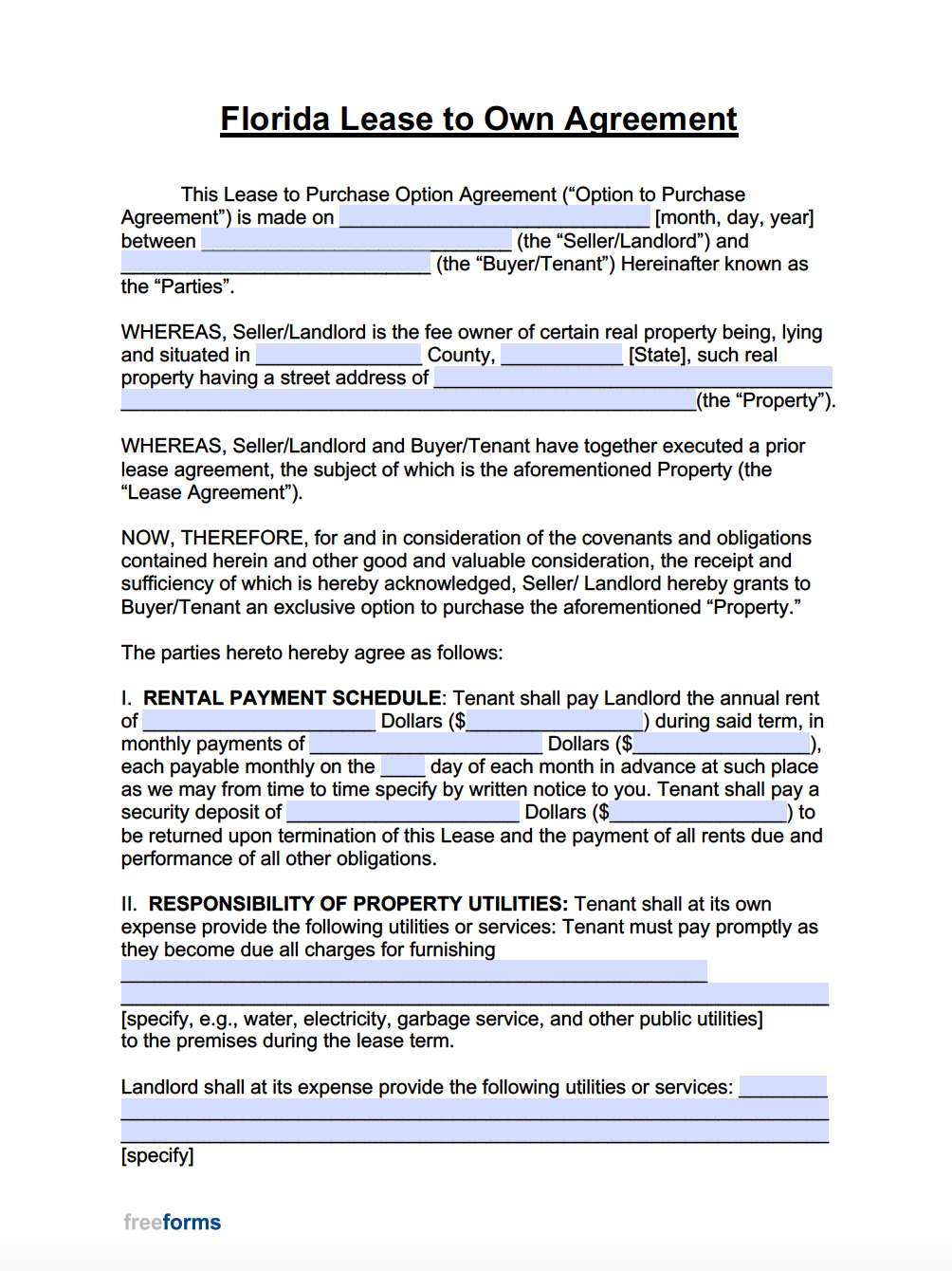 Florida Lease Agreement Template
