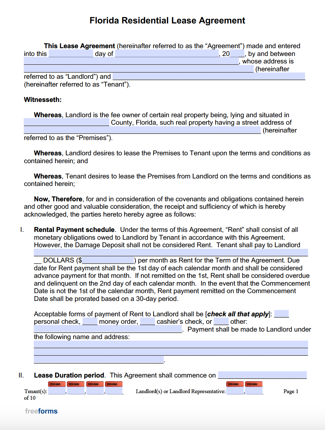 Free florida residential lease agreement form download get autocad