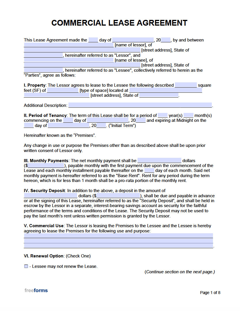 Free Commercial Truck Lease Agreement Form Printable Form, Templates