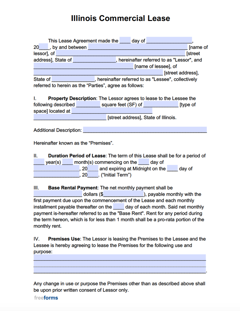 Free Illinois Commercial Lease Agreement Template PDF WORD