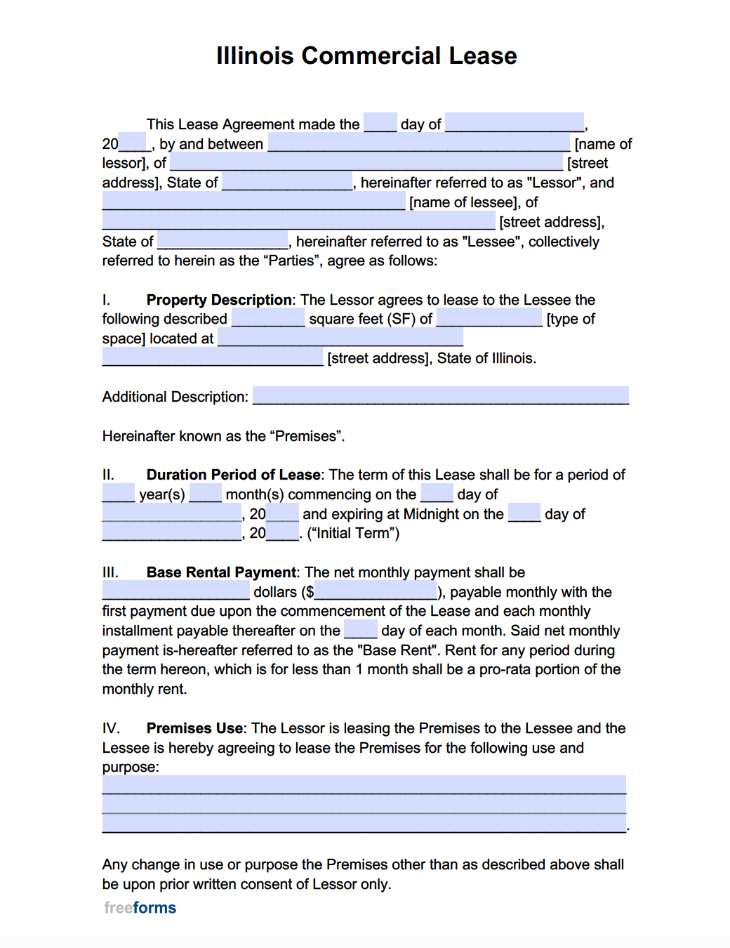 Residential Lease Agreement Illinois Template