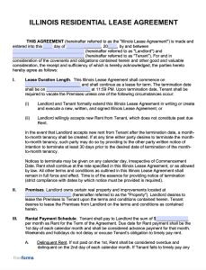 free illinois rental lease agreement templates pdf word