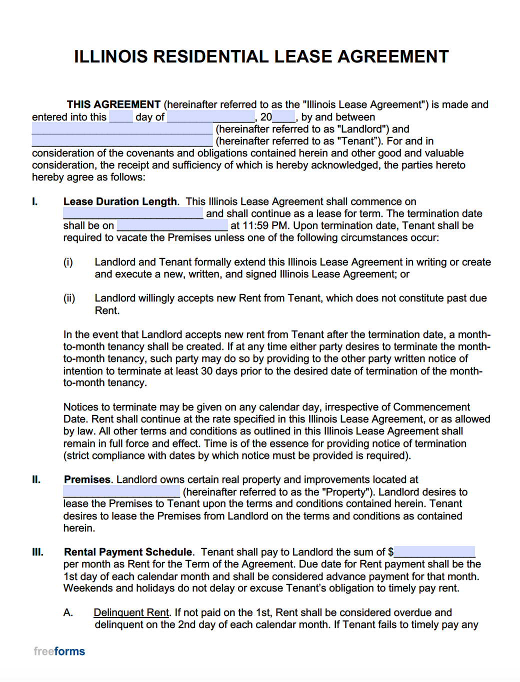 Free Illinois Rental Lease Agreement Templates  PDF  WORD