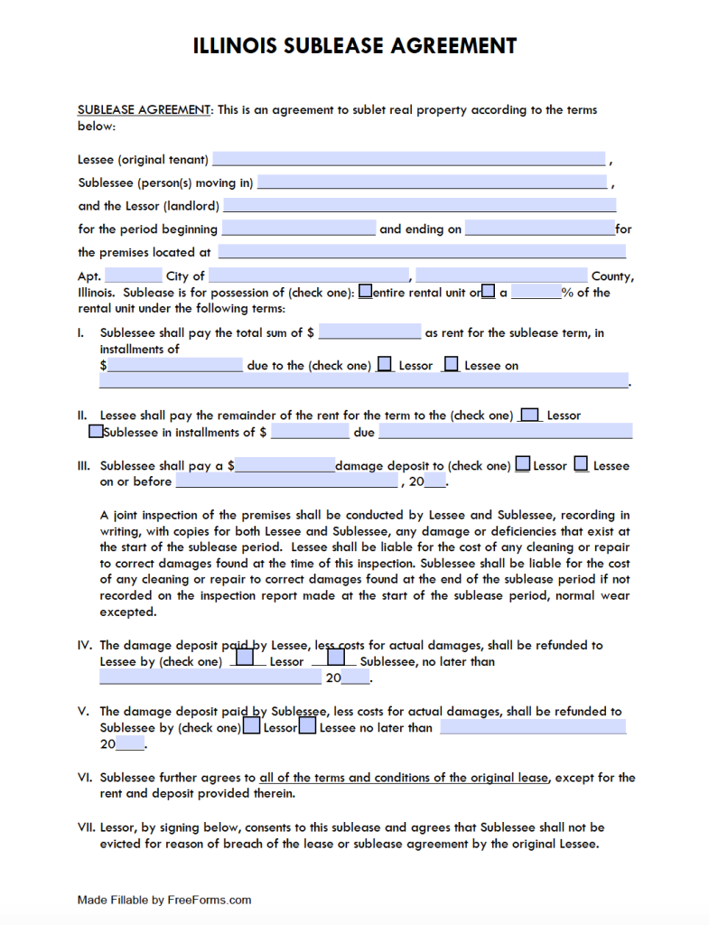 Free Illinois Rental Lease Agreement Templates | PDF | WORD