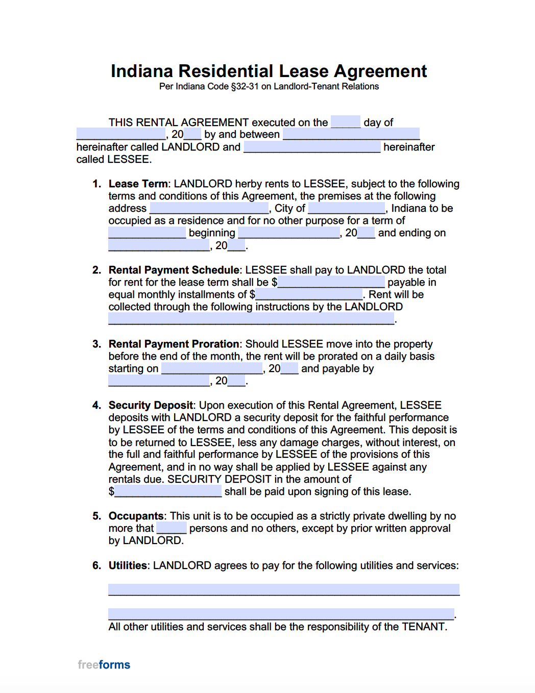 Word Residential Lease Agreement Template Printable Form, Templates