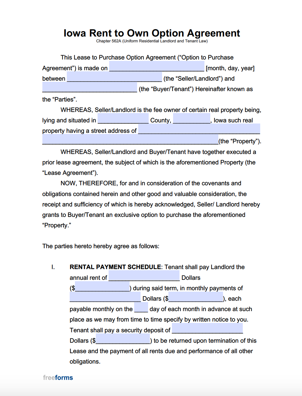 Rent To Own Agreement Form Pdf