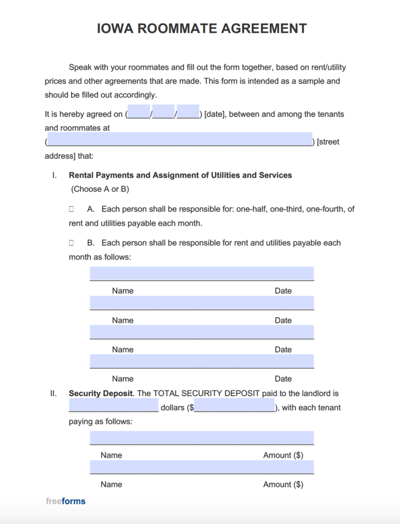 Free Iowa Rental Lease Agreement Templates PDF