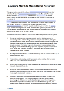 free louisiana rental lease agreement templates pdf word