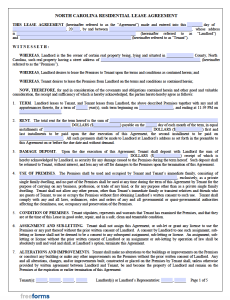 free north carolina rental lease agreement templates pdf