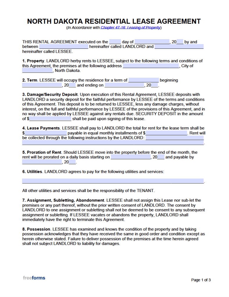 free-north-dakota-rental-lease-agreement-templates-pdf-word