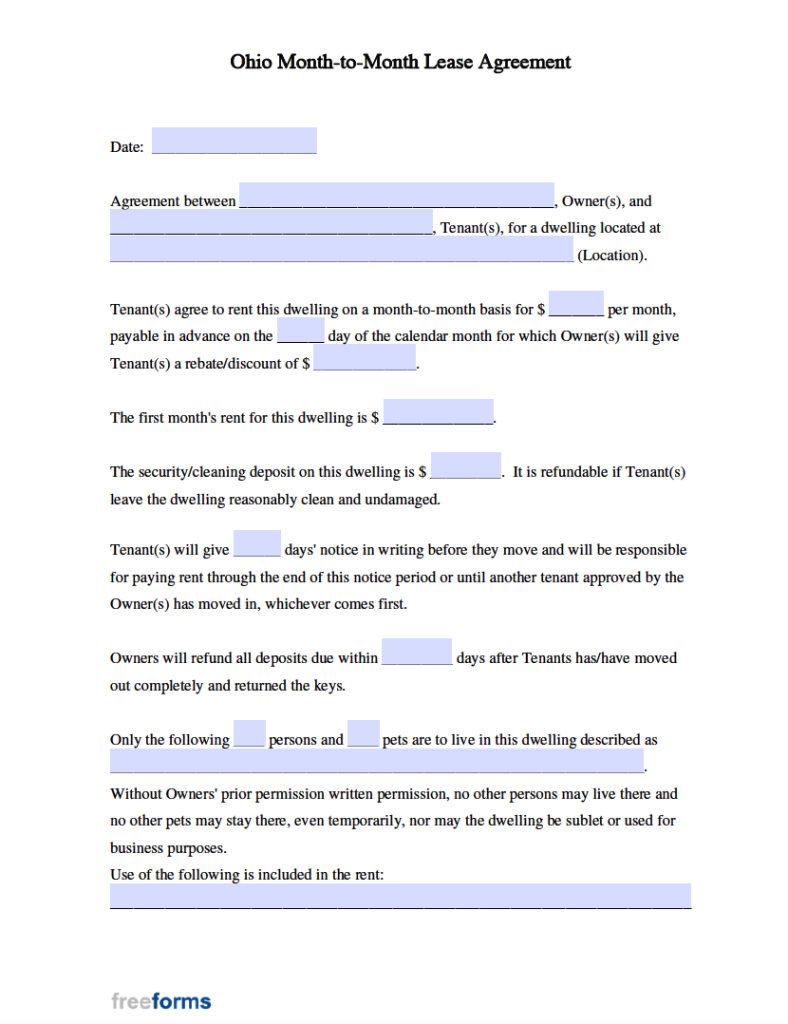 Free Ohio Rental Lease Agreement Templates | PDF