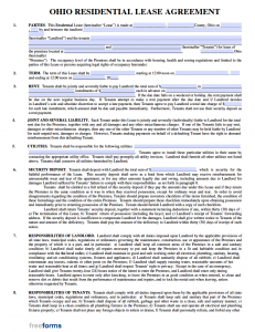 Free Ohio Rental Lease Agreement Templates | PDF