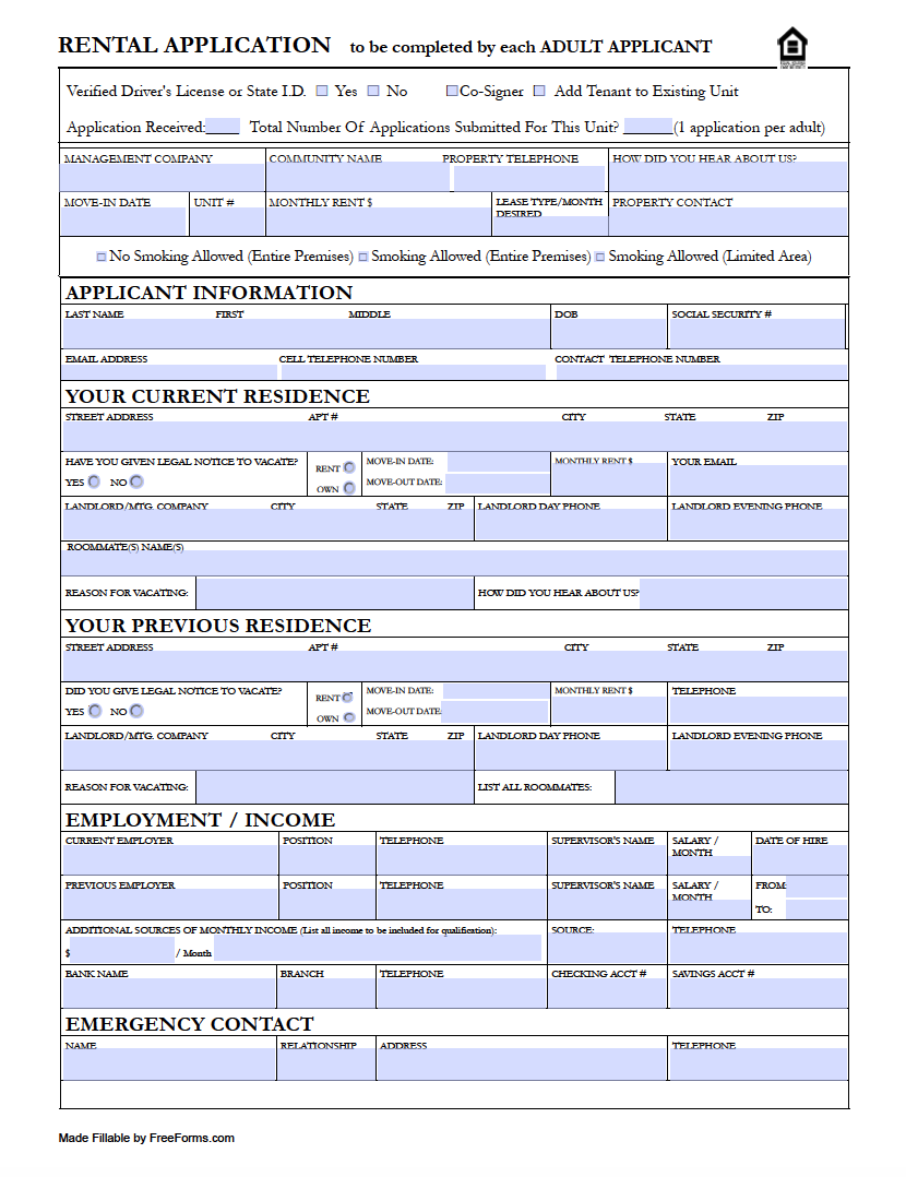 Free Oregon Rental Application Form PDF