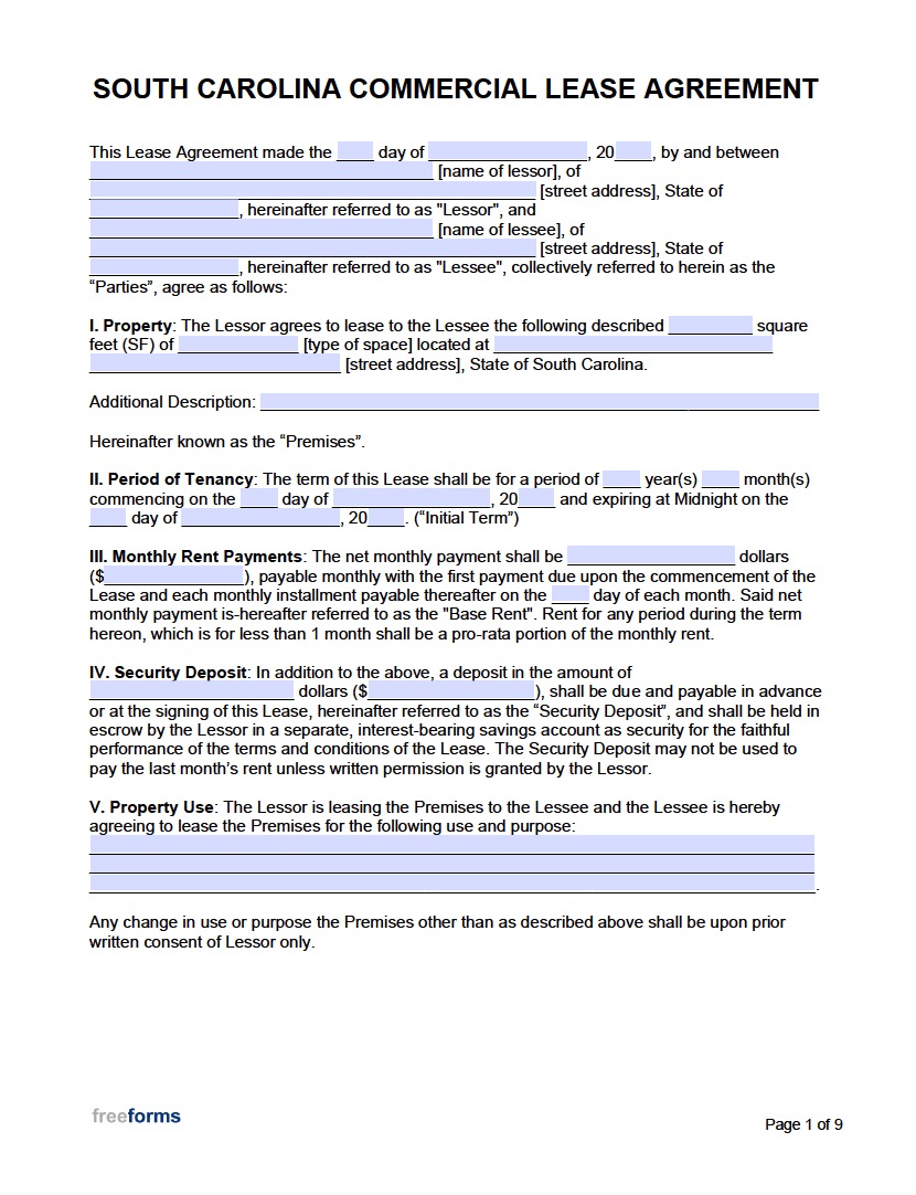 free-south-carolina-commercial-lease-agreement-template-pdf-word