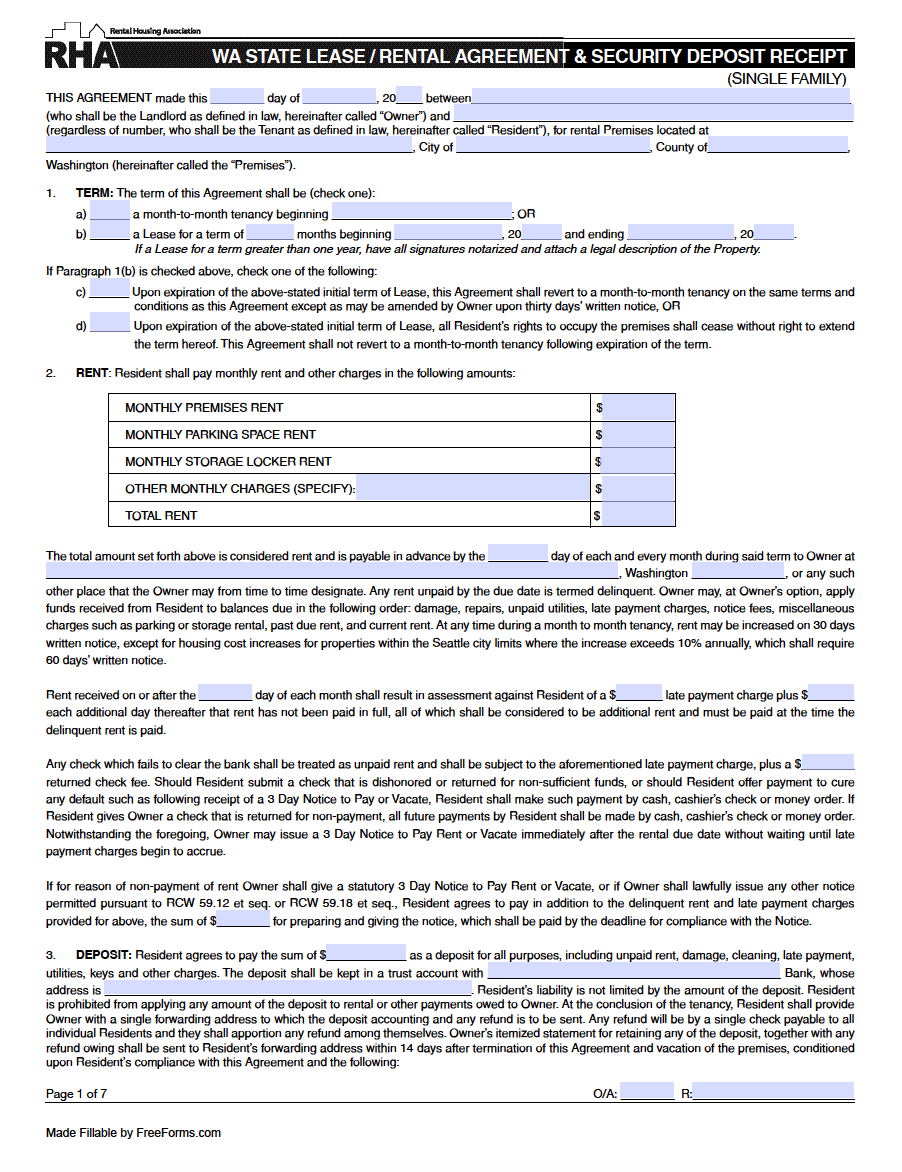  Washington Dc Lease Agreement Template 